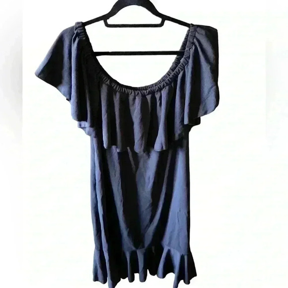 Lularoe medium black Off the shoulder Cici dress with mermaid hem. NWT. Stretchy - Picture 1 of 8